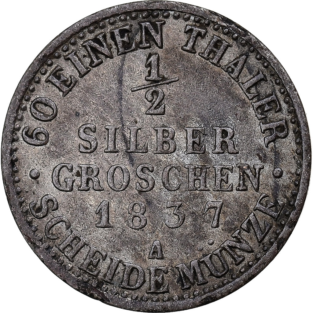 Stati tedeschi, PRUSSIA, Friedrich Wilhelm III, 1/2 Silber Groschen, 1837