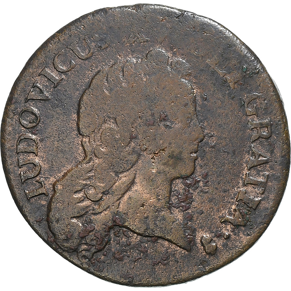 Francia, Louis XV, 1/2 Sol, Demi sol au buste enfantin, 1721, Paris, Cobre, BC