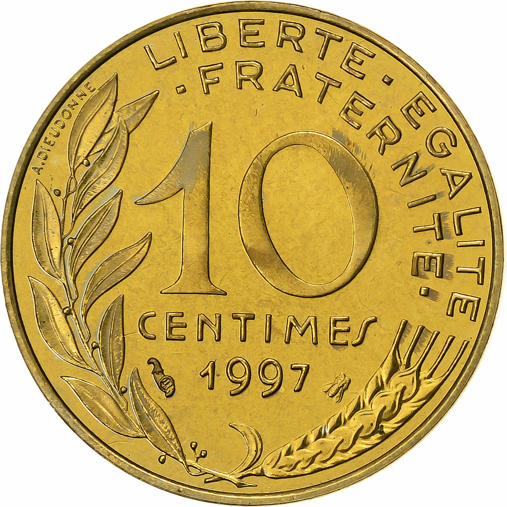 France, 10 Centimes, Marianne, 1997, Paris, Proof, Aluminum-Bronze, MS(65-70)