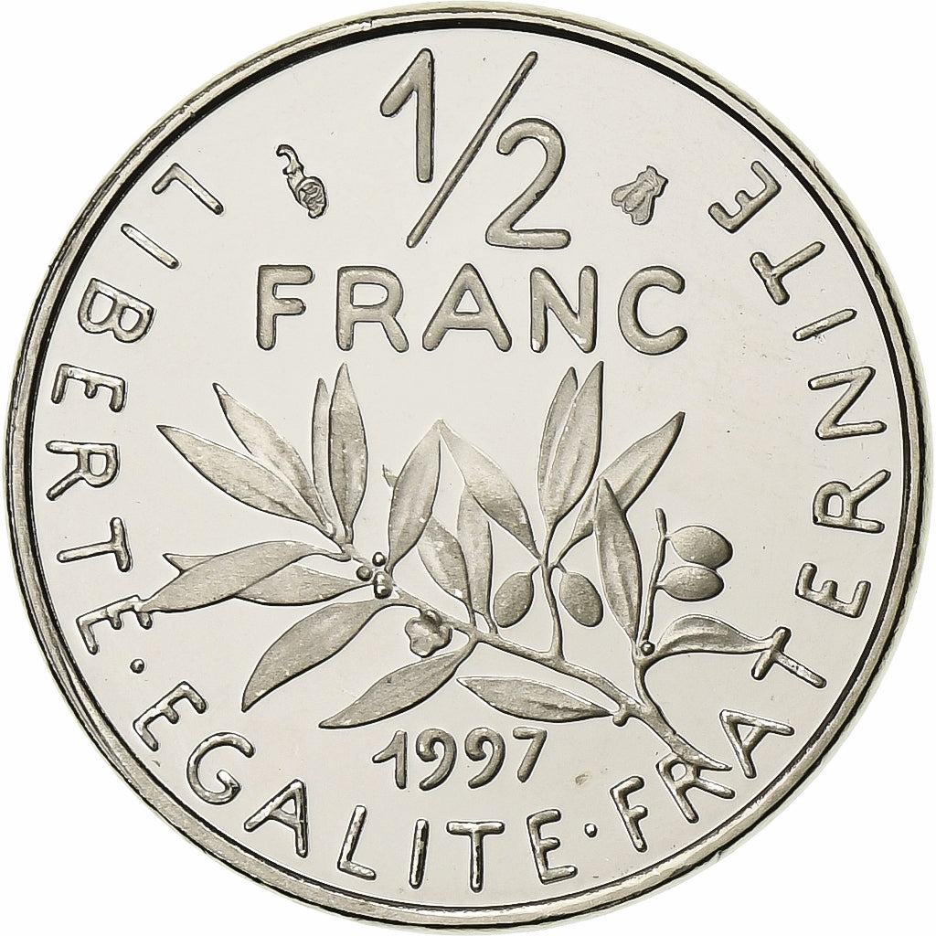 France, 1/2 Franc, Semeuse, 1997, Paris, Proof, Nickel, MS(65-70), Gadoury:429a