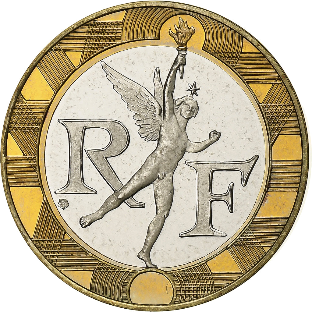 Francia, 20 Francs, Mont Saint Michel, 1997, Paris, Prueba, Trimetálico, FDC