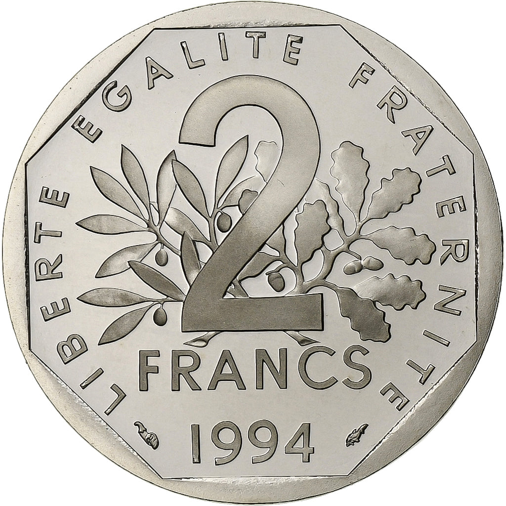 Frankreich, 2 Francs, Semeuse, 1994, Paris, PP, Nickel, STGL, Gadoury:547b