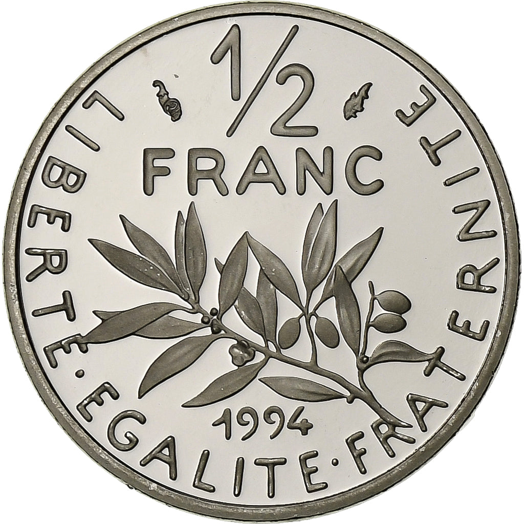 France, 1/2 Franc, Semeuse, 1994, Paris, Proof, Nickel, MS(65-70), Gadoury:429a