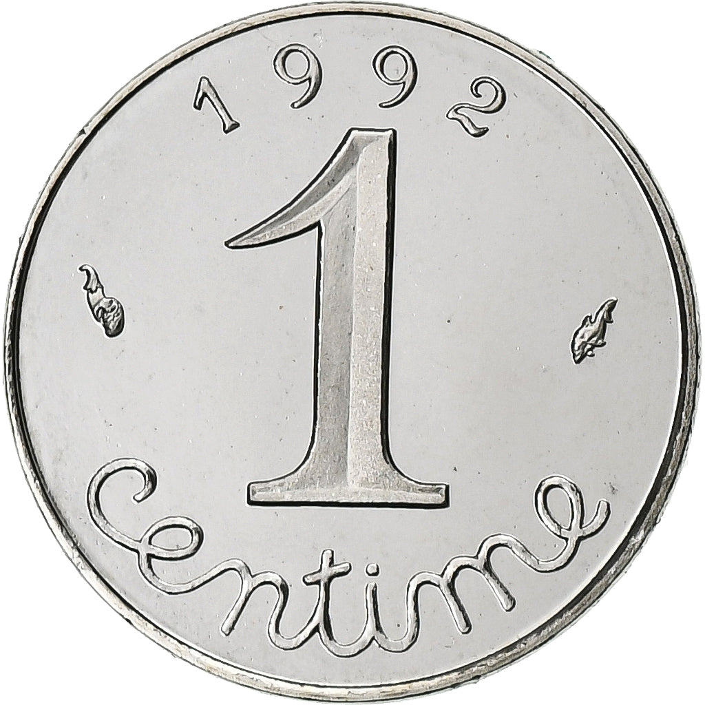 Francja, Centime, Épi, 1992, Paris, Proof, Stal nierdzewna, MS(65-70)