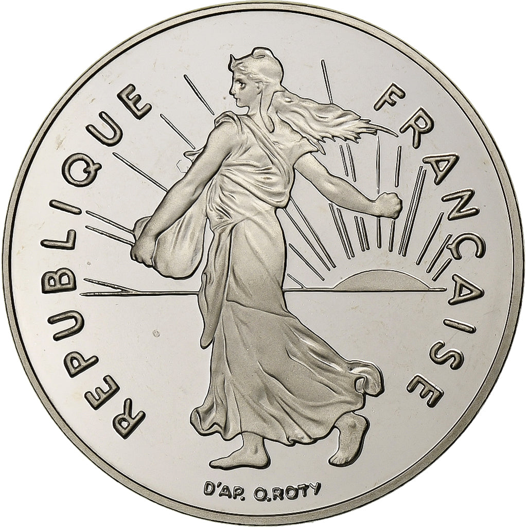 Francja, 5 Francs, Semeuse, 1992, Paris, Proof, Nikiel powlekany miedzią i