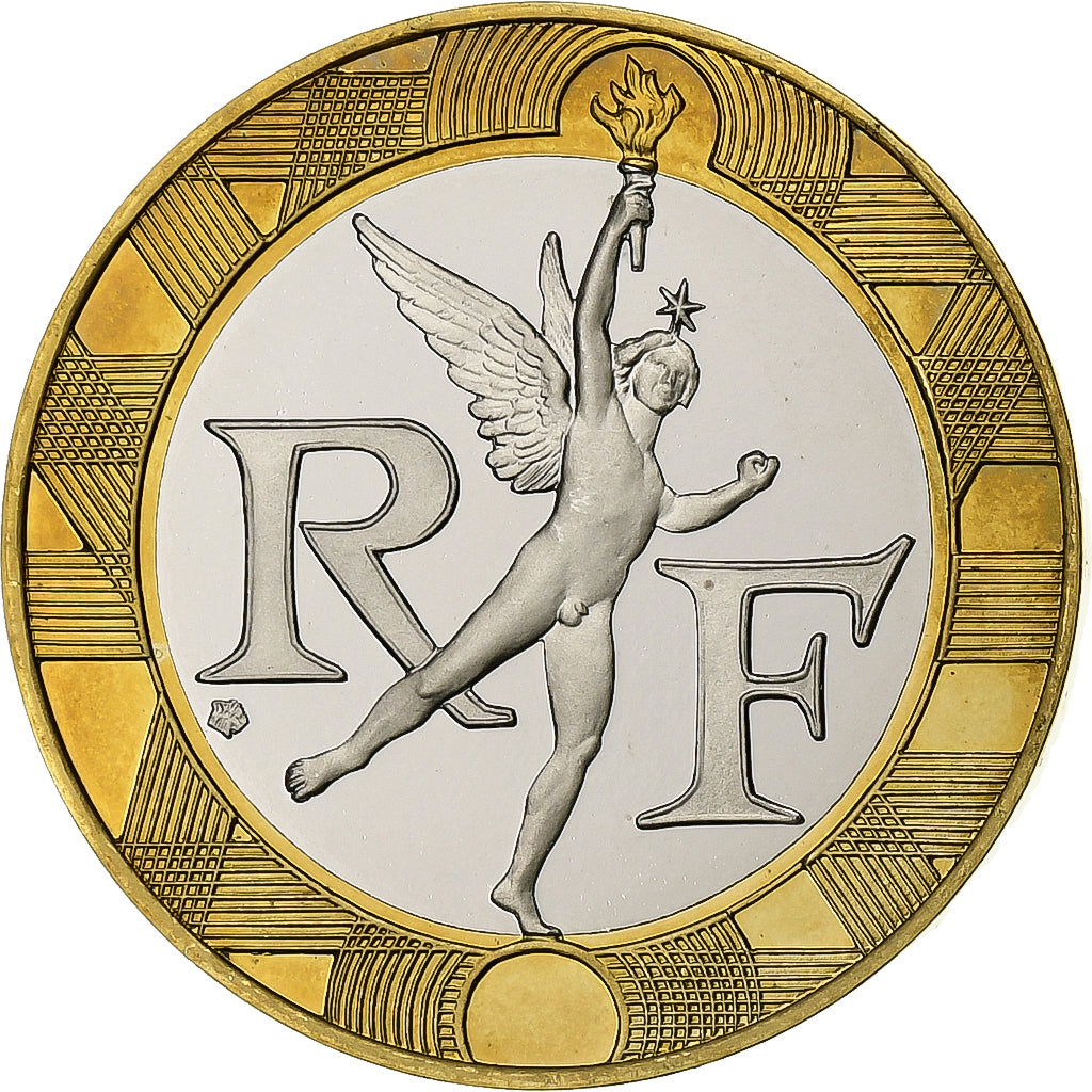 Francja, 10 Francs, Génie, 1992, Paris, Proof, Aluminium-Brąz, MS(65-70)