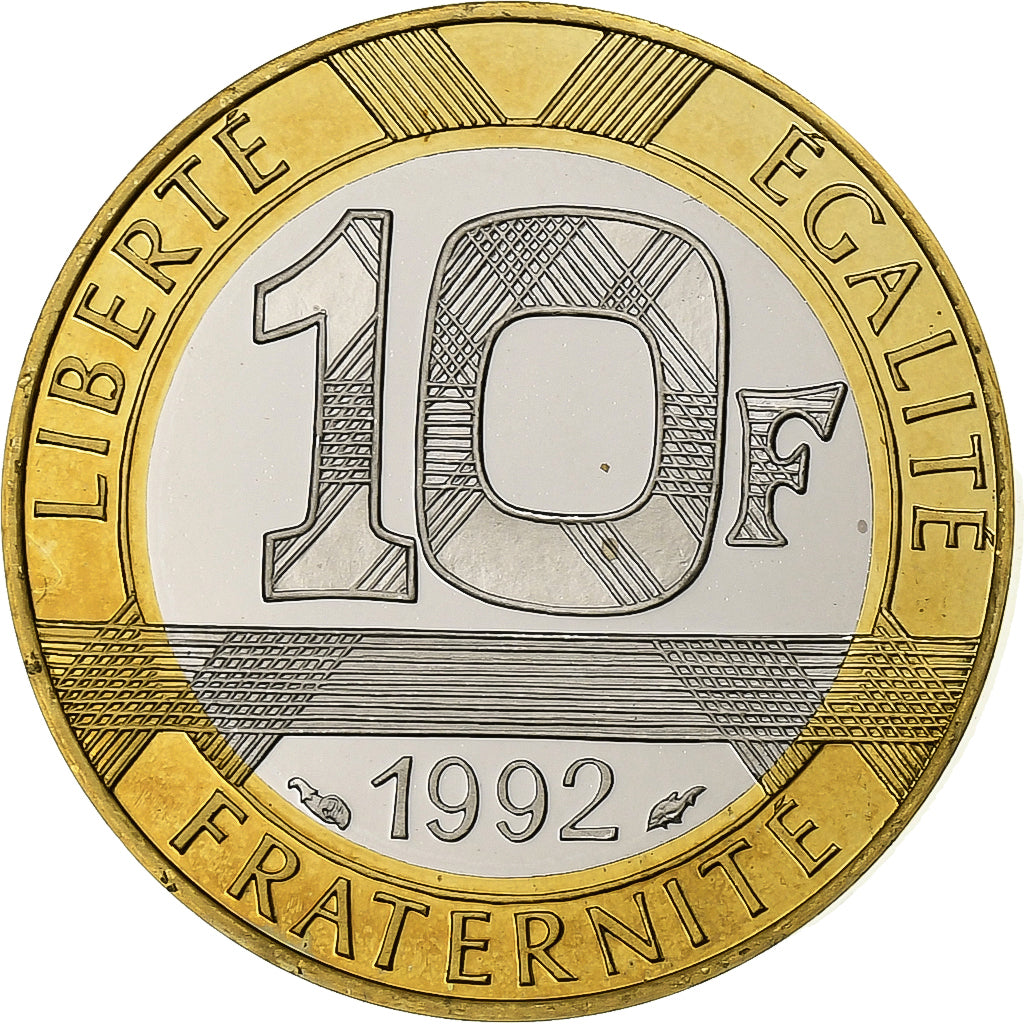 Francja, 10 Francs, Génie, 1992, Paris, Proof, Aluminium-Brąz, MS(65-70)
