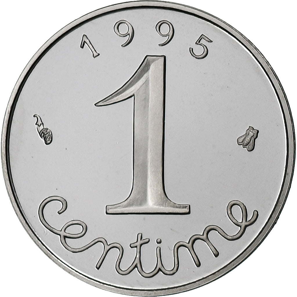 Francja, Centime, Épi, 1995, Paris, 1 centime BE / Proof, Stal nierdzewna