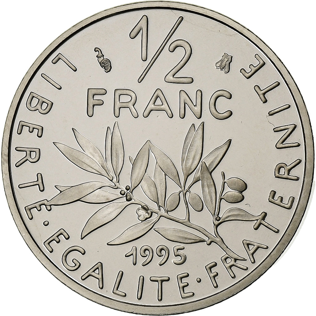 France, 1/2 Franc, Semeuse, 1995, Paris, Proof, Nickel, MS(65-70), Gadoury:429a