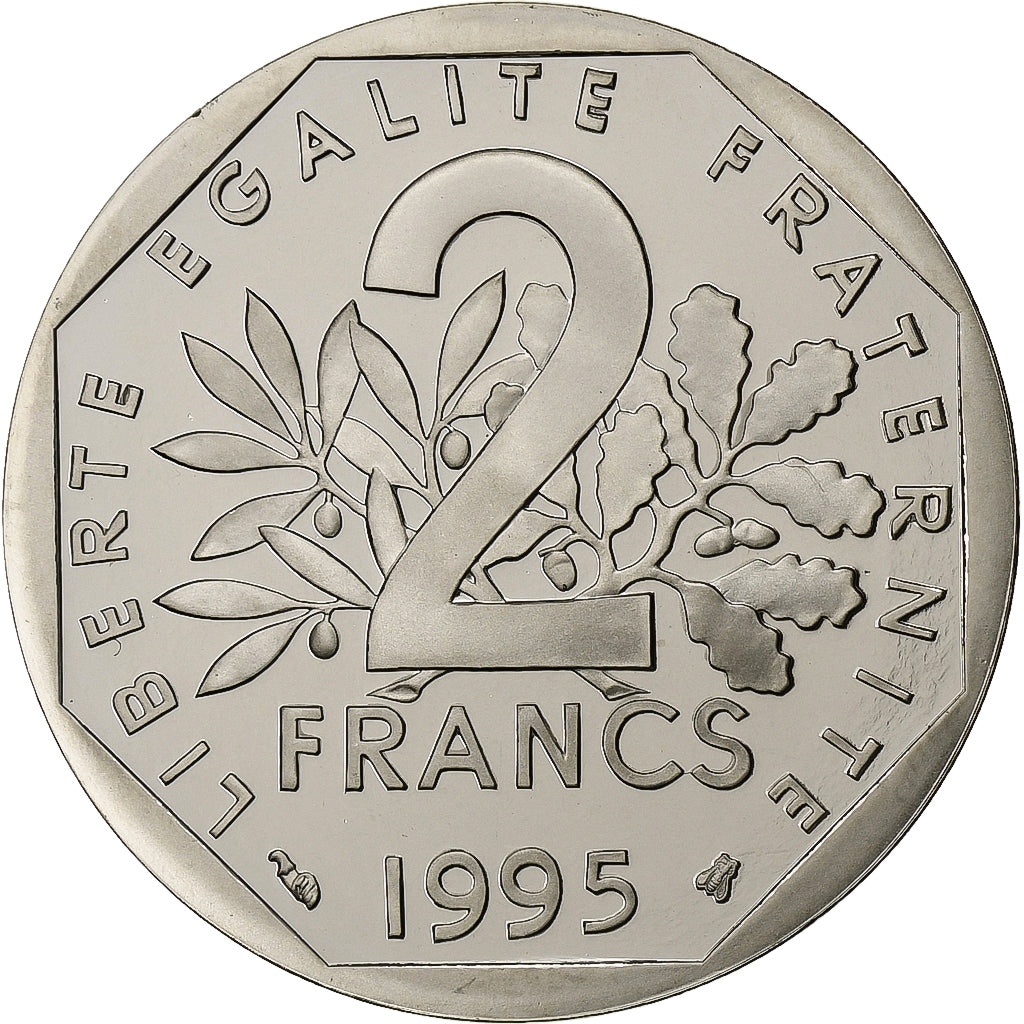 França, 2 Francs, Semeuse, 1995, Paris, Proof, Níquel, MS(65-70)