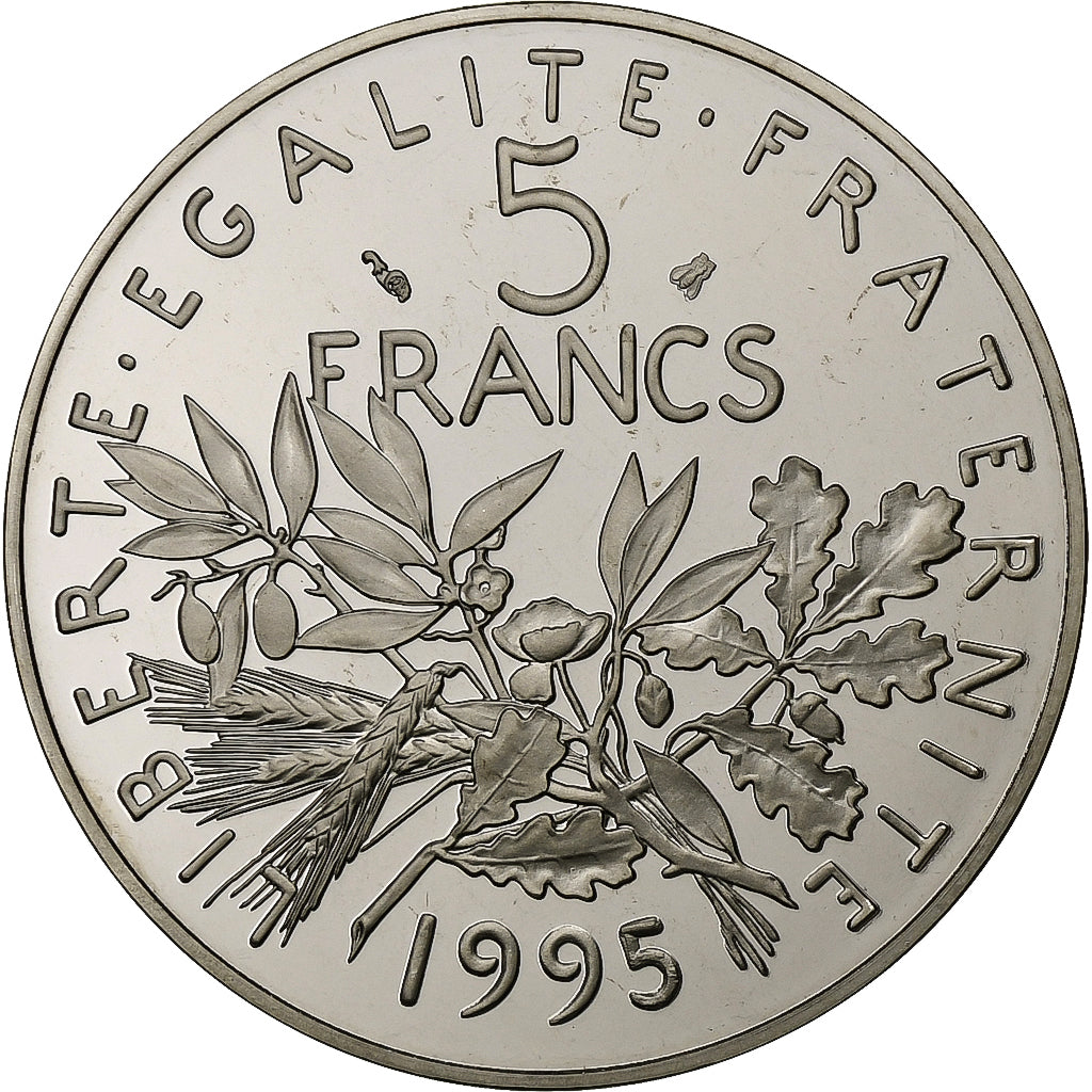 França, 5 Francs, Semeuse, 1995, Paris, Proof, Cobre-Níquel Revestido a