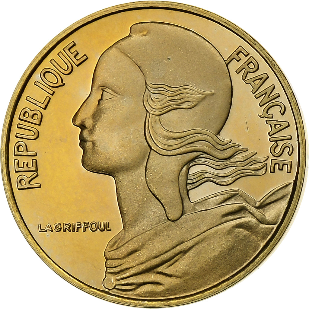 Francja, 5 Centimes, Marianne, 1991, Paris, Proof, Aluminium-Brąz, MS(65-70)