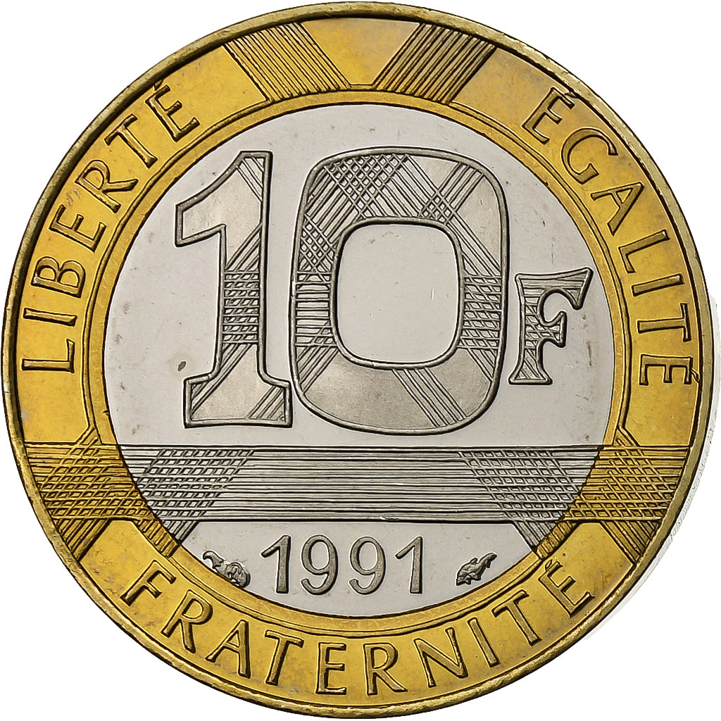 Frankreich, 10 Francs, Génie, 1991, Paris, PP, Aluminum-Bronze, STGL