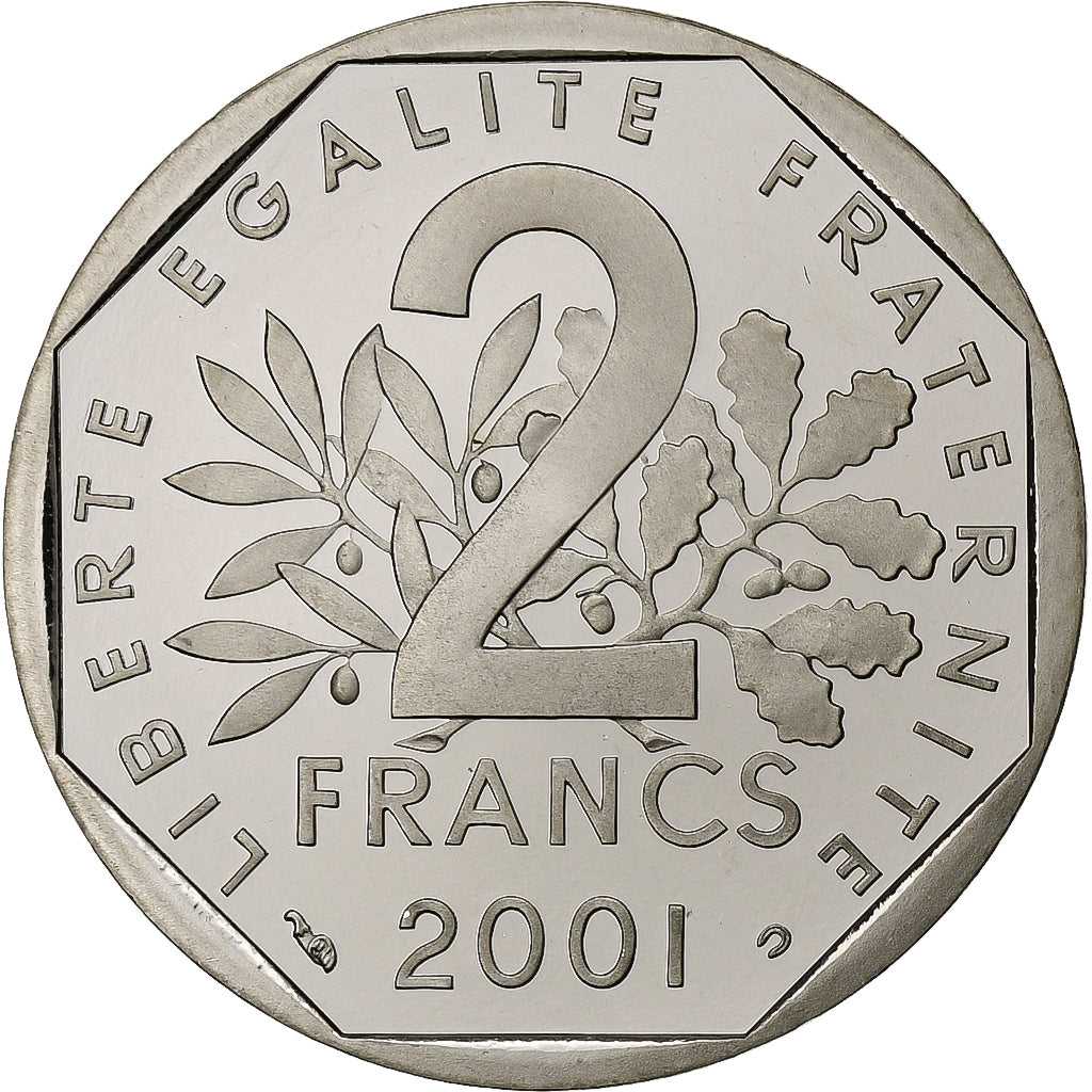Frankrijk, 2 Francs, Semeuse, 2001, Paris, Proof, Nickel, FDC, Gadoury:547b