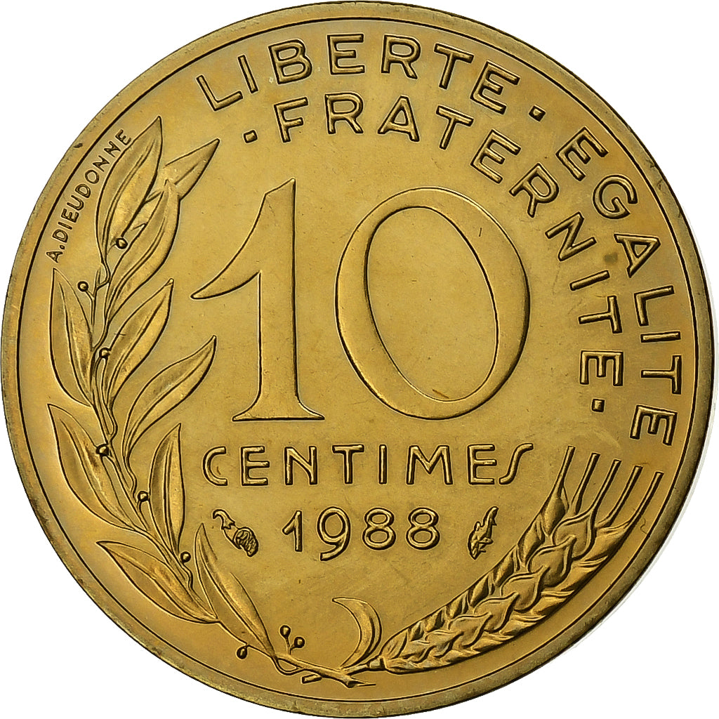 Frankrijk, 10 Centimes, Marianne, 1988, Paris, FDC, Aluminum-Bronze, FDC