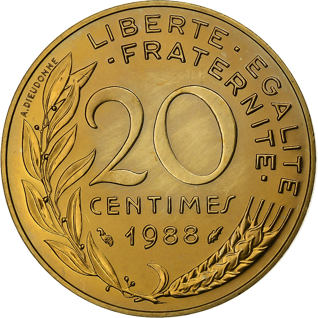 Coin, France, Marianne, 20 Centimes, 1988, Paris, FDC, MS(65-70)