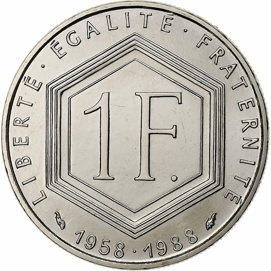 France, Franc, Charles de Gaulle, 1988, Paris, Nickel, MS(65-70), Gadoury:475