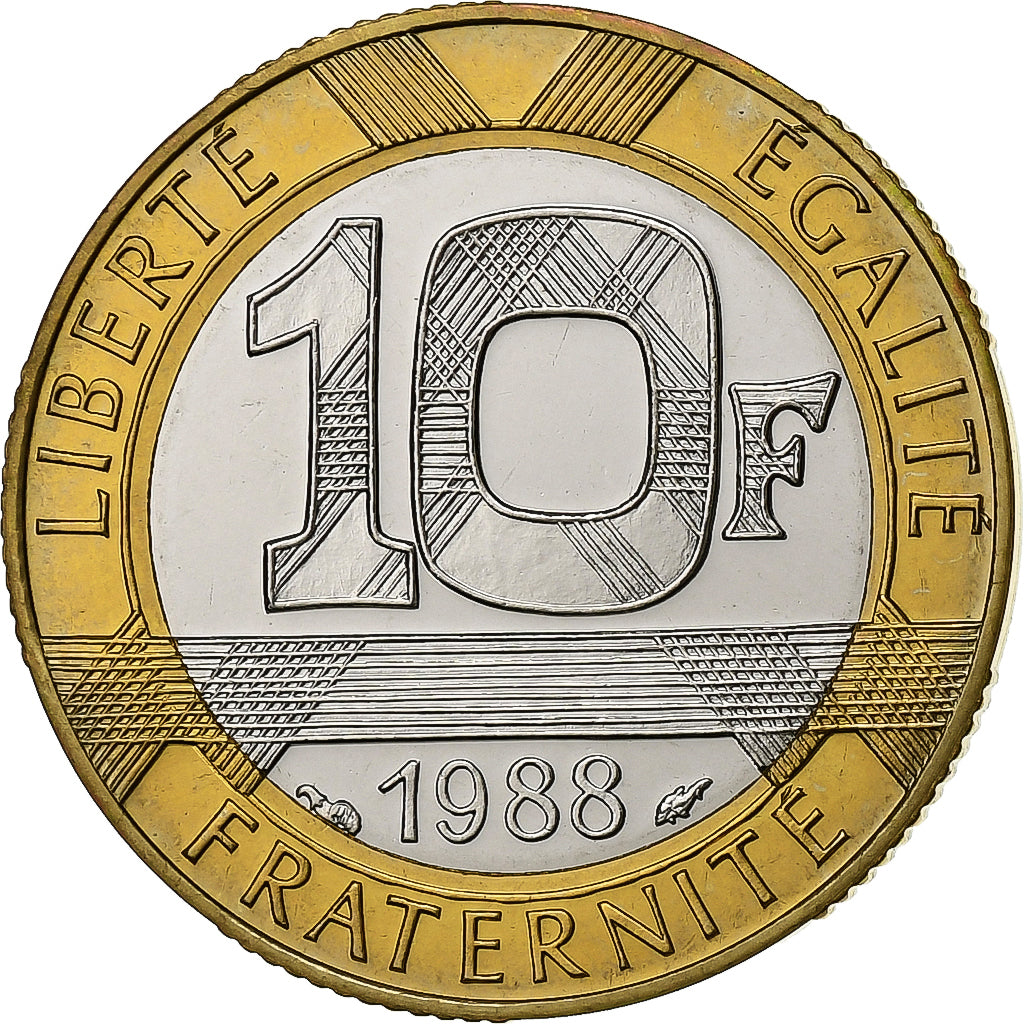 Frankrijk, 10 Francs, Génie, 1988, Paris, FDC, Bi-Metallic, FDC, Gadoury:827