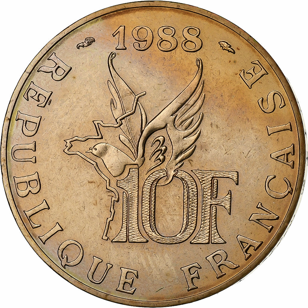France, 10 Francs, Roland Garros, 1988, Paris, Bronze-Aluminium, FDC