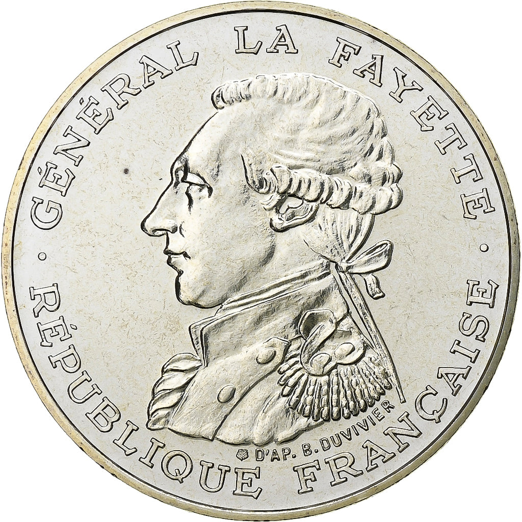 France, 100 Francs, Lafayette, 1987, FDC, Silver, MS(65-70), KM:962