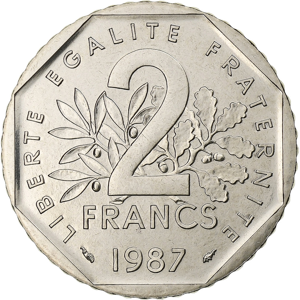 Frankreich, 2 Francs, Semeuse, 1987, Paris, Nickel, STGL, Gadoury:547, KM:942.1