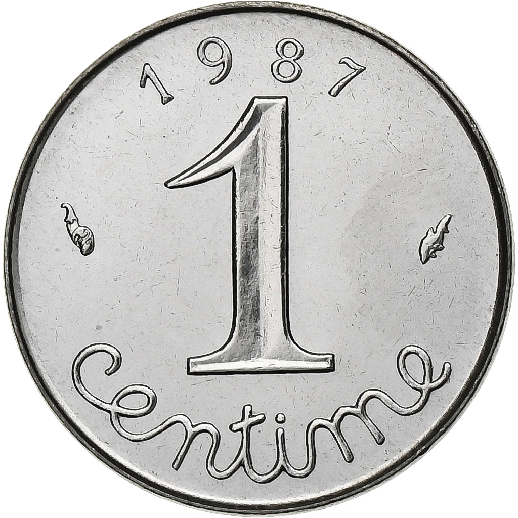 Francja, Centime, Épi, 1987, Paris, Stal nierdzewna, MS(65-70), Gadoury:91