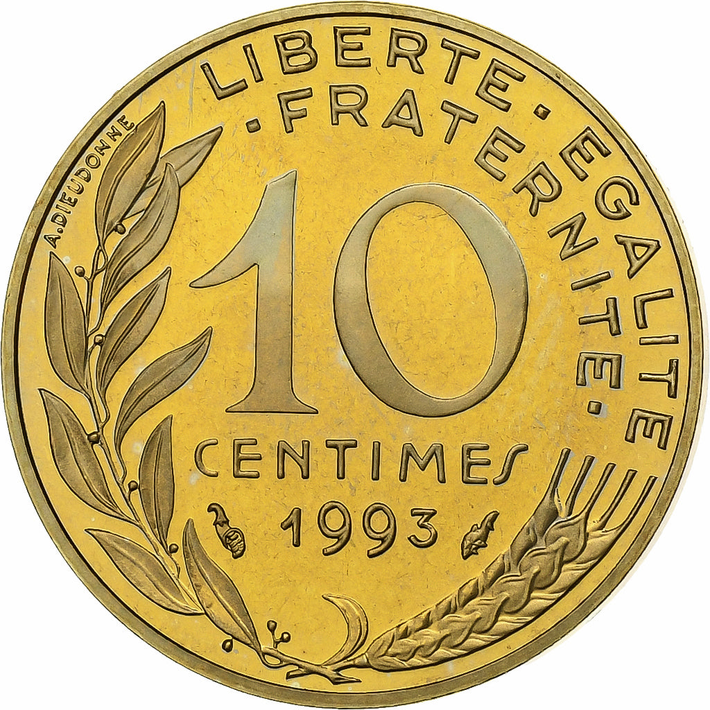 Francia, 10 Centimes, Marianne, 1993, Paris, Prueba, Aluminio - bronce, FDC