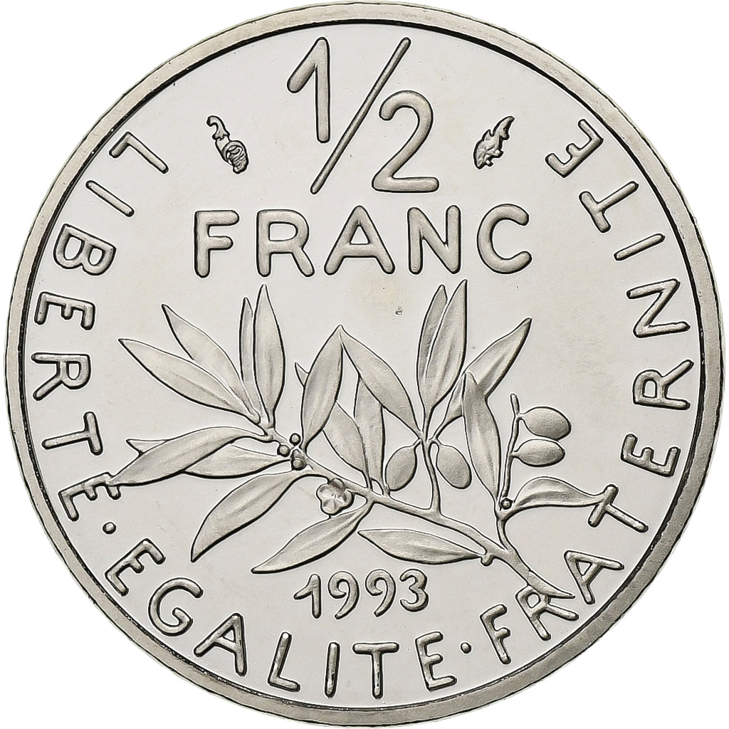 Frankreich, 1/2 Franc, Semeuse, 1993, PP, Nickel, STGL, Gadoury:429a, KM:931.2