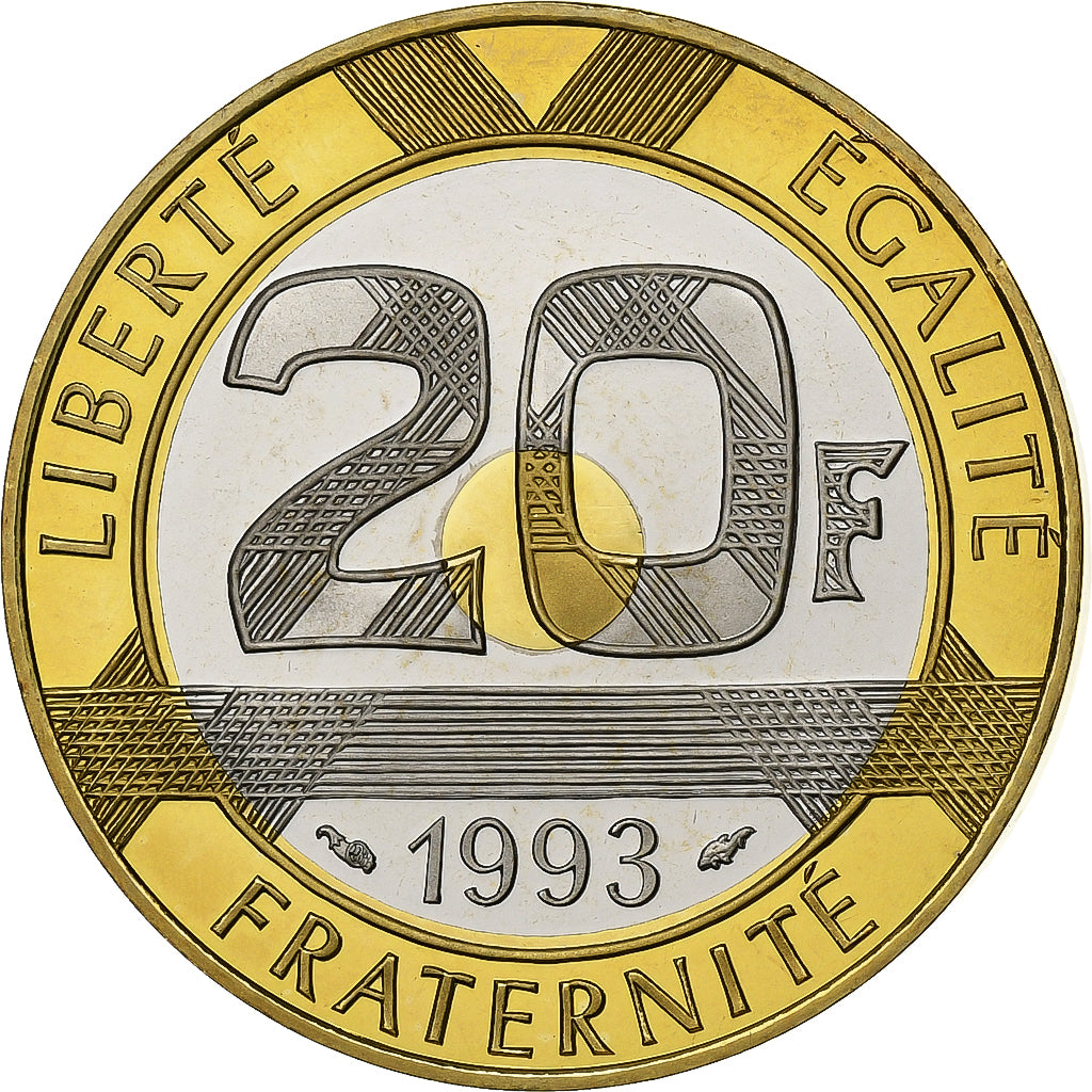 Frankreich, 20 Francs, 1993, Paris, PP, Bimetallic, STGL, Gadoury:871a
