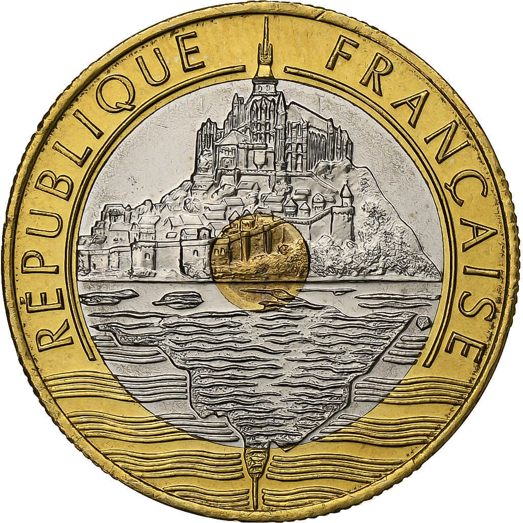 Francia, 20 Francs, Mont Saint Michel, 2001, BU, Tri-metallico, FDC