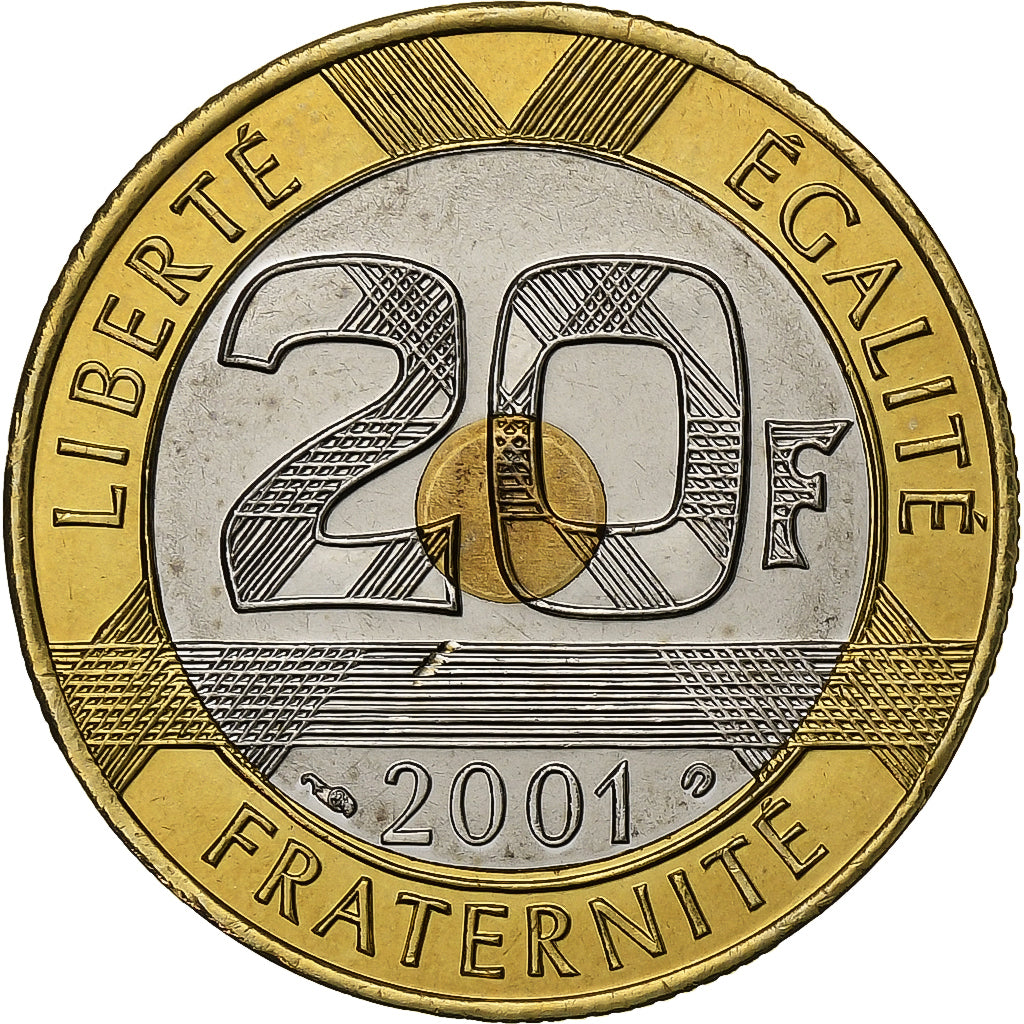 Francia, 20 Francs, Mont Saint Michel, 2001, BU, Tri-metallico, FDC