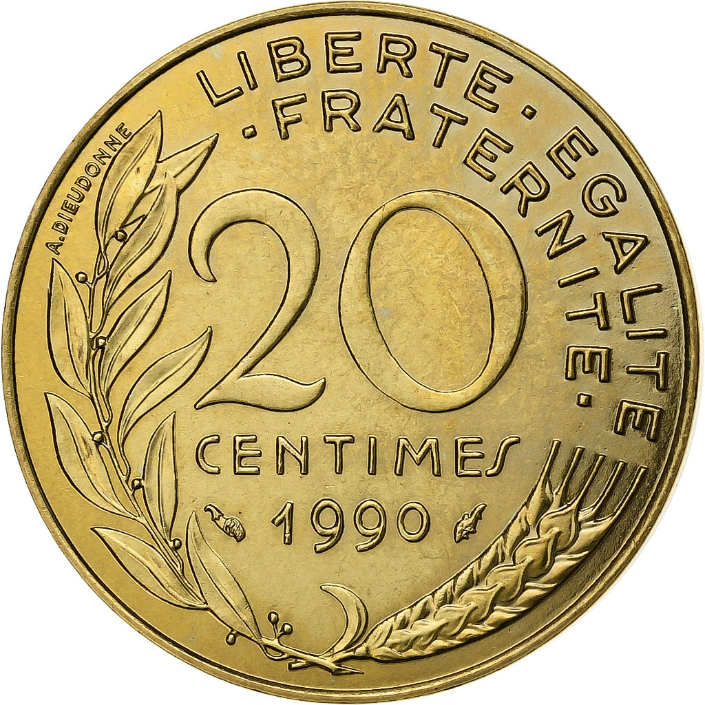 Frankrijk, 20 Centimes, Marianne, 1990, Monnaie de Paris, série FDC