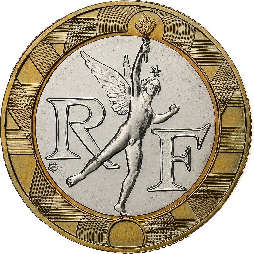 Francia, 10 Francs, Génie, 1990, Monnaie de Paris, série FDC, Bi-metallico