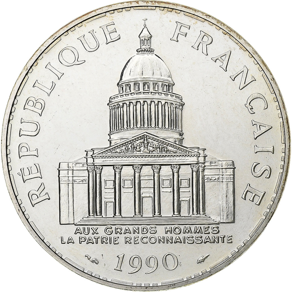 França, 100 Francs, Panthéon, 1990, MDP, série FDC, Prata, MS(65-70)