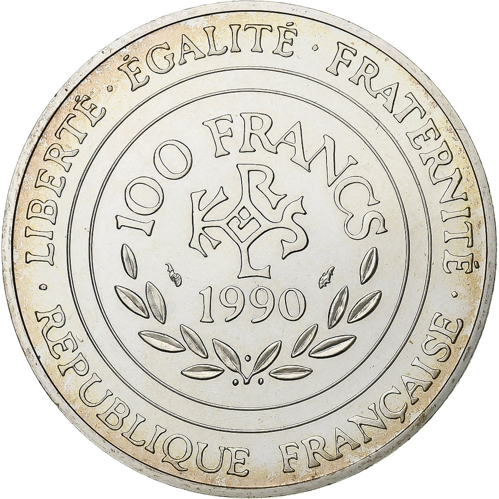 Frankrijk, 100 Francs, Charlemagne, 1990, Monnaie de Paris, série FDC, Zilver