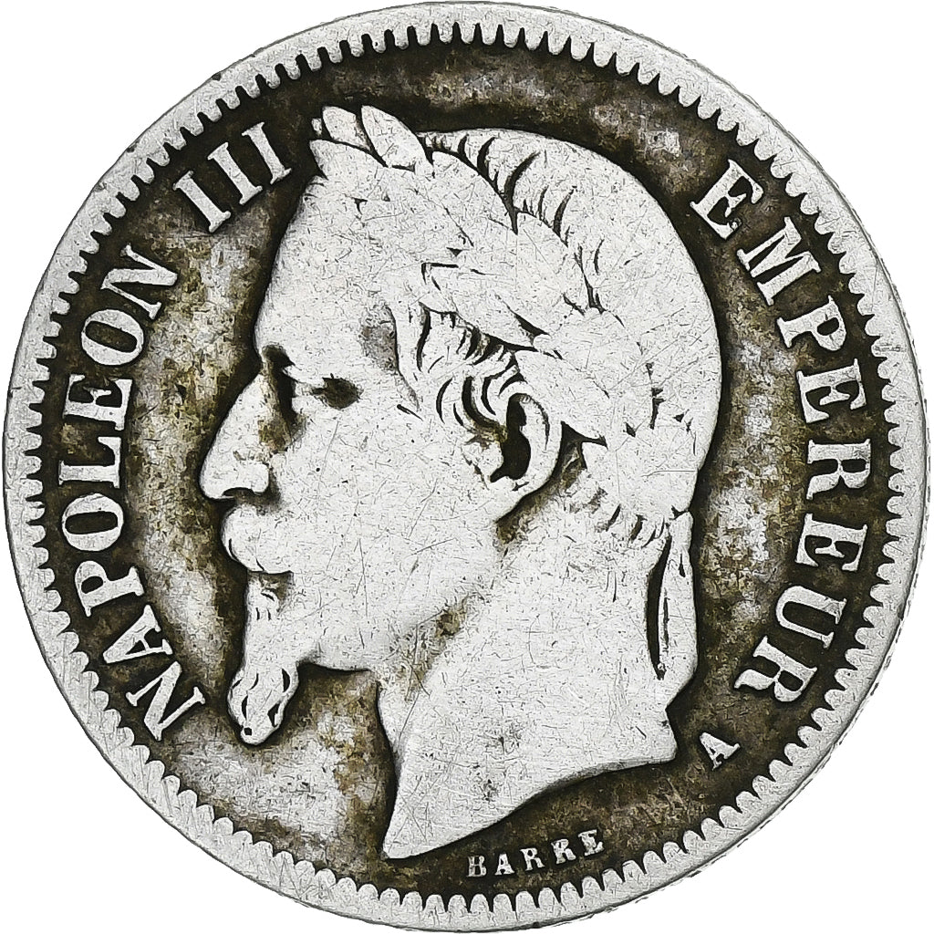 France, Napoléon III, Franc, 1866, Paris, Argent, B+, Gadoury:463, KM:806.1
