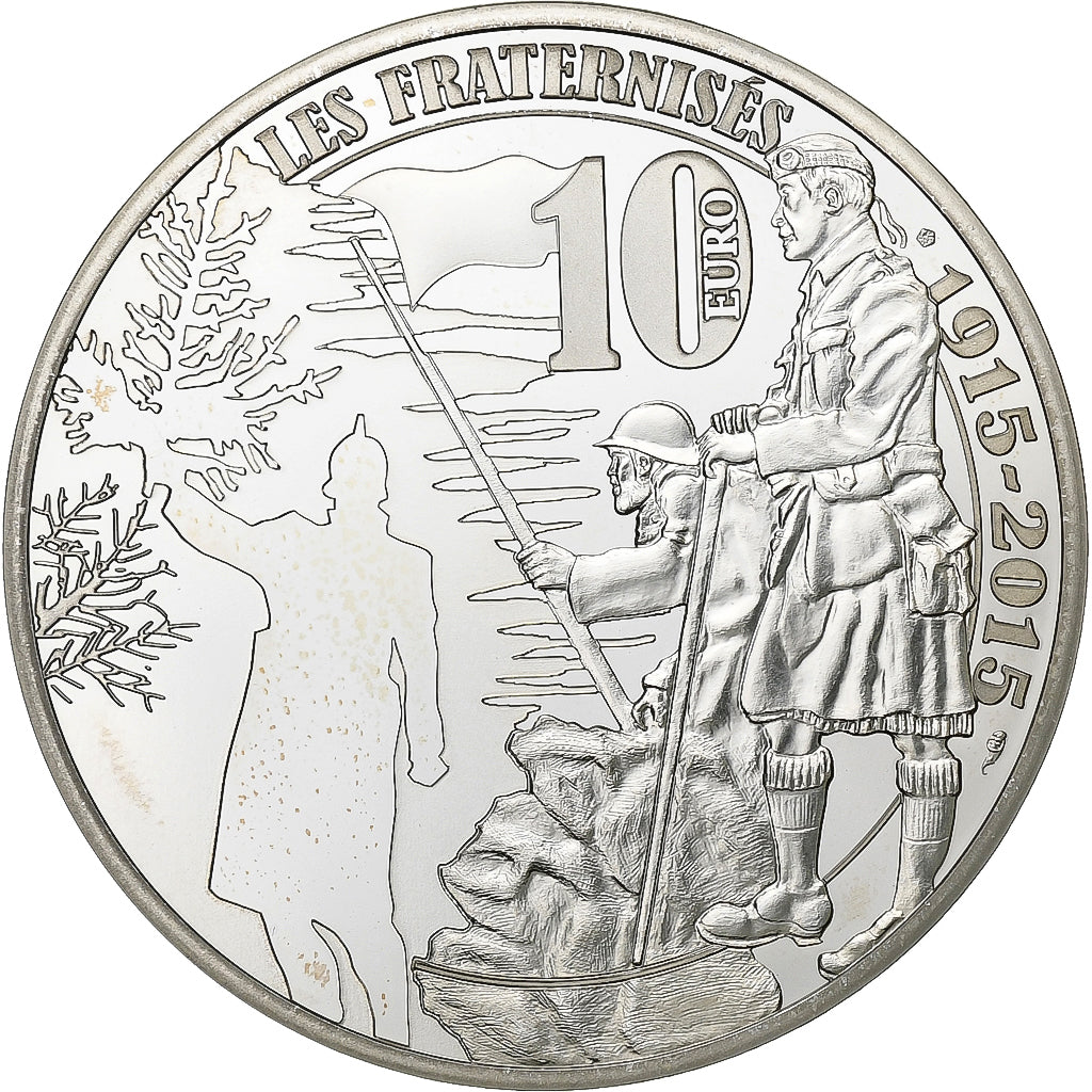 France, 10 Euro, Monnaie de Paris, Les Fraternisés de Noël, Proof, 2015