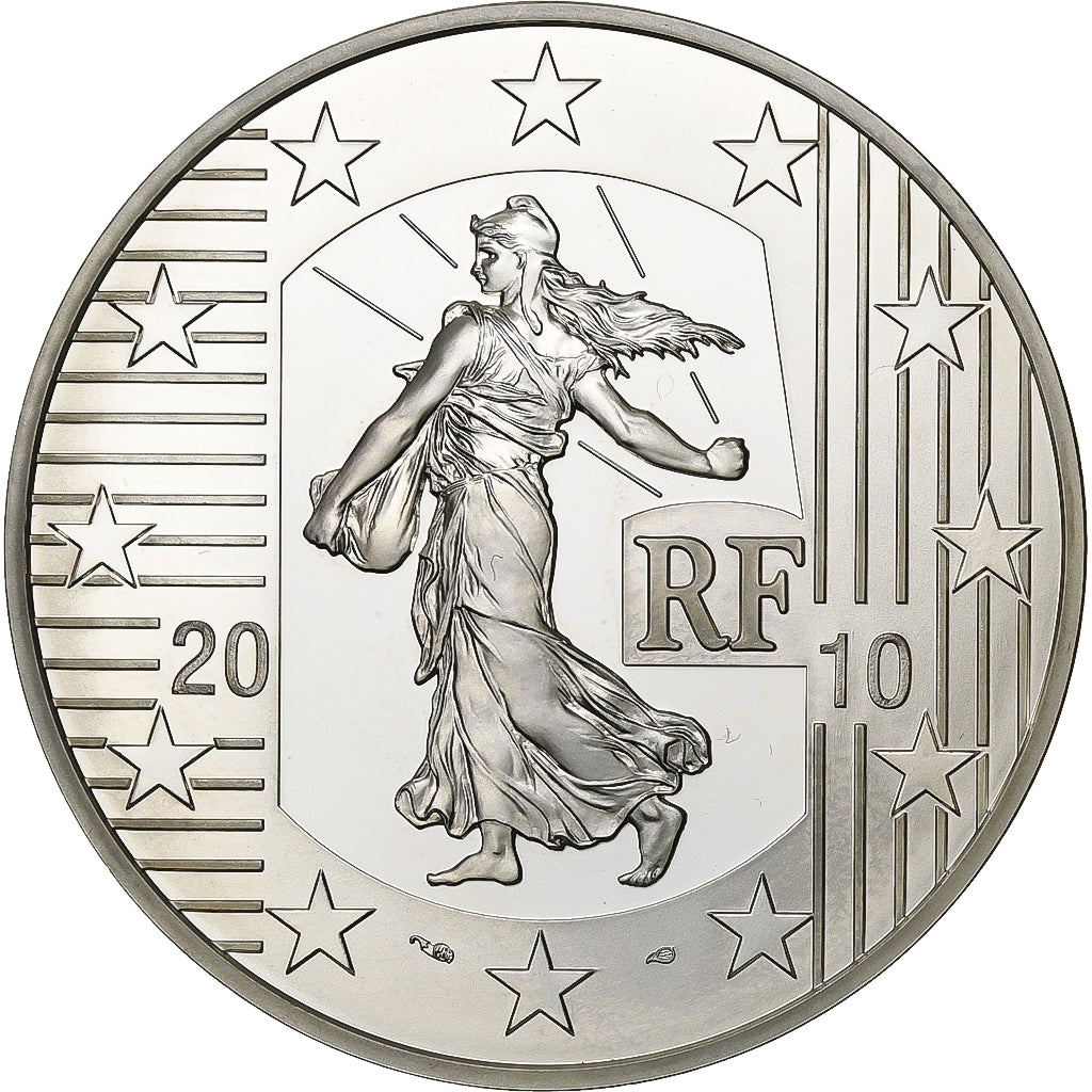 France, 10 Euro, Semeuse, Nouveau franc, Proof, 2010, Monnaie de Paris, Silver