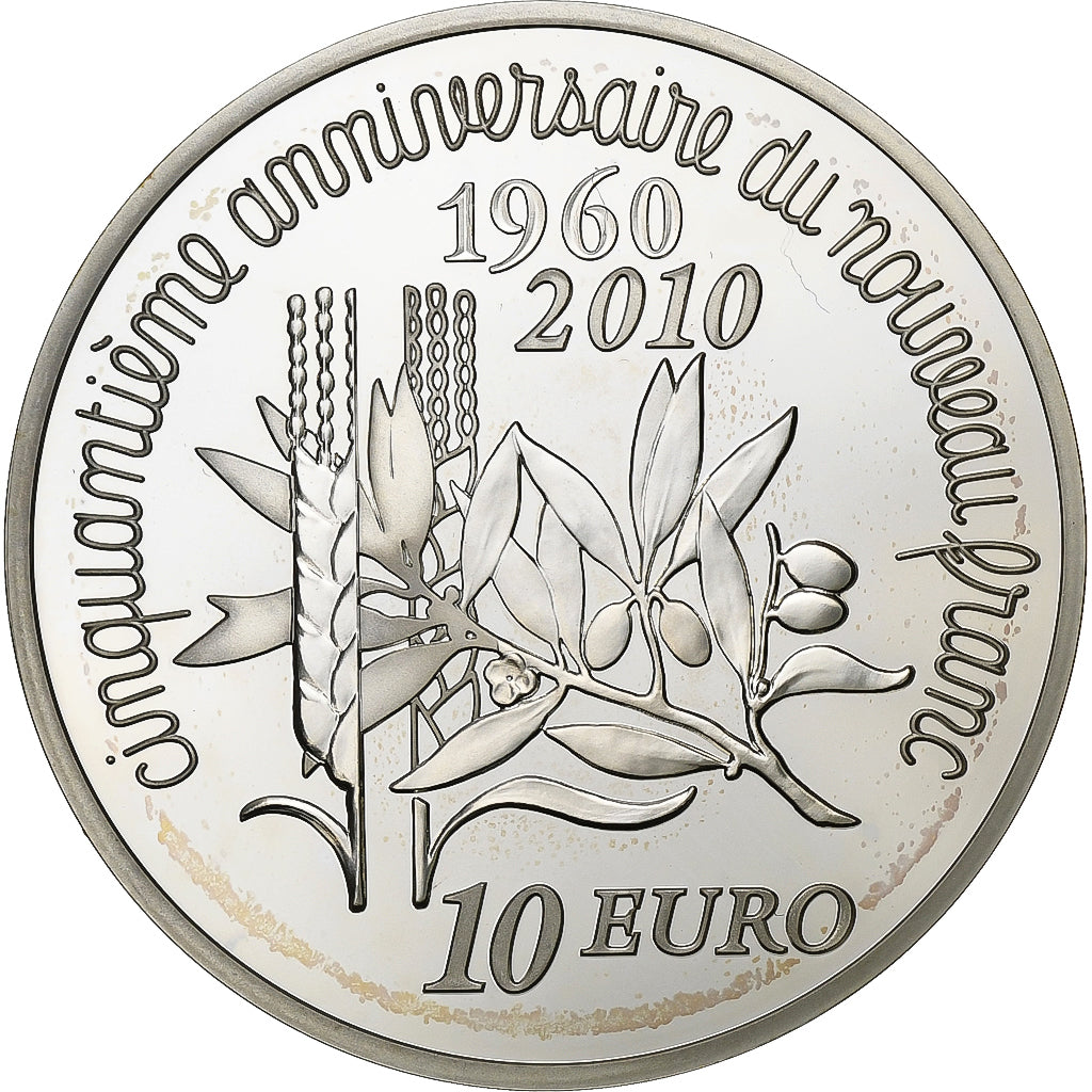 France, 10 Euro, Semeuse, Nouveau franc, Proof, 2010, Monnaie de Paris, Silver
