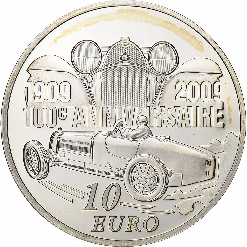 France, 10 Euro, Ettore Bugatti, BE, 2009, Monnaie de Paris, Silver, MS(63)