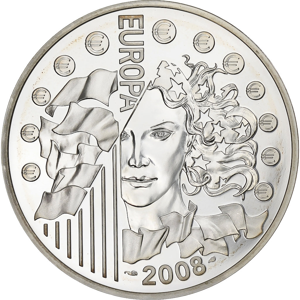 França, 1 1/2 Euro, présidence de l'UE, BE, 2008, Monnaie de Paris, Prata