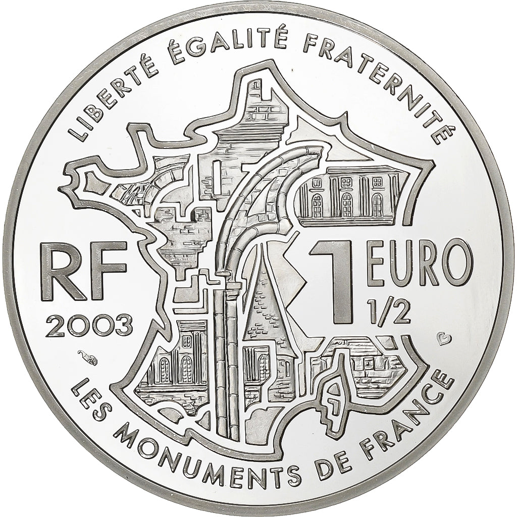 Francia, 1 1/2 Euro, Château de Chambord, BE, 2003, Monnaie de Paris, Plata