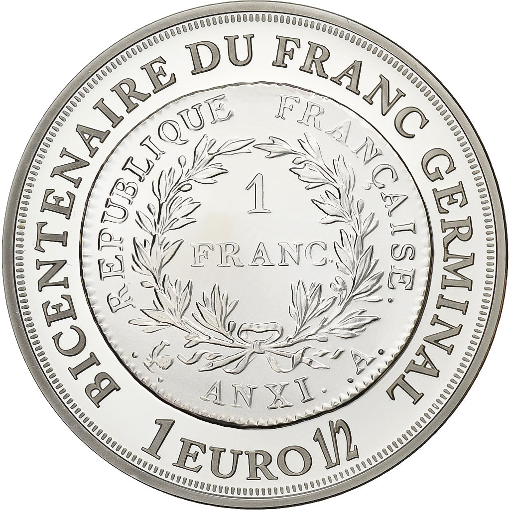 France, 1 1/2 Euro, Bicentenaire du franc germinal, BE, 2003, Monnaie de Paris