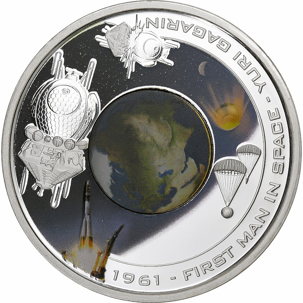 Cook Islands, 1 Dollar, First man in space - Yuri Gagarin, 2008, Silver