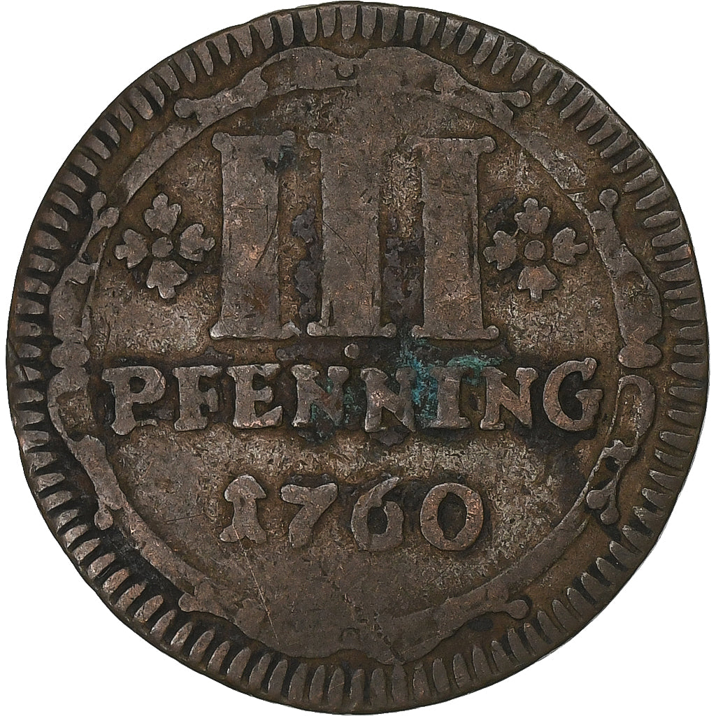 German States, Chapitre de la Cathédrale de Münster, 3 Pfenning, 1760