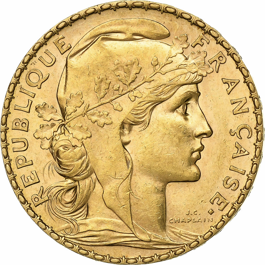Francja, 20 Francs, Marianne, 1900, Paris, Złoto, AU(50-53), Gadoury:1064