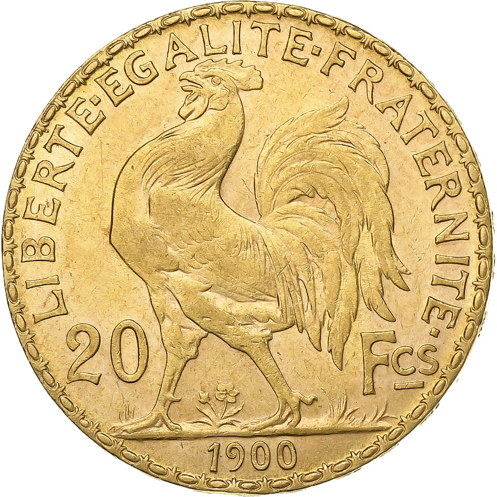 Francja, 20 Francs, Marianne, 1900, Paris, Złoto, AU(50-53), Gadoury:1064