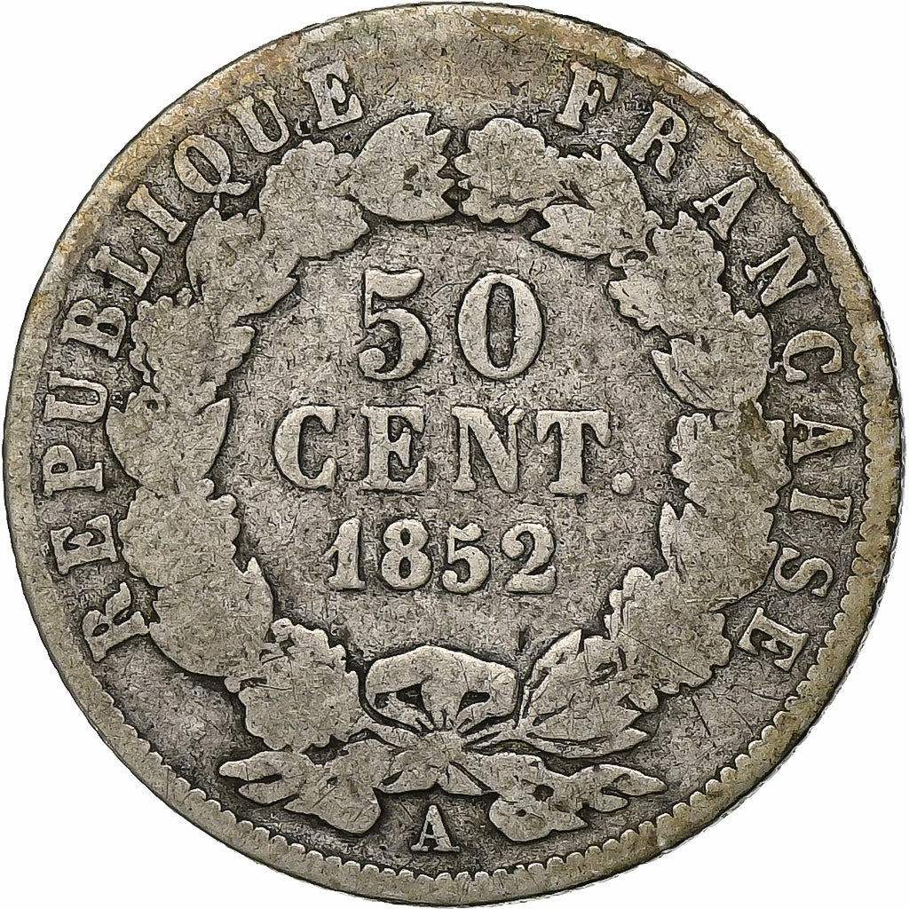 Francia, 50 Centimes, Napoléon III, 1852, Paris, Argento, B+, Gadoury:412
