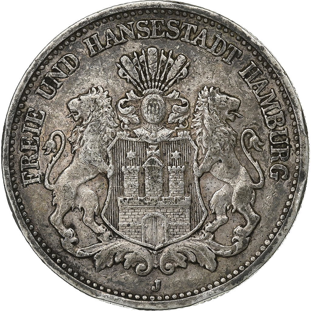 Deutsch Staaten, HAMBURG, 2 Mark, 1888, Hamburg, Silber, S+, KM:604