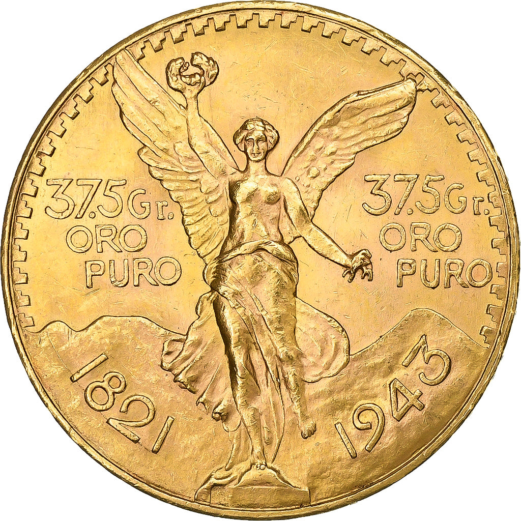 Mexico, 50 Pesos, 1943, Mexico City, Gold, AU(50-53), KM:482